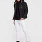 Elegant Black Hooded Down Jacket with Chic Olive Accent - SEHABRANDS