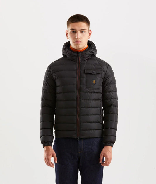 Sleek Hooded Down Jacket with Pockets - SEHABRANDS