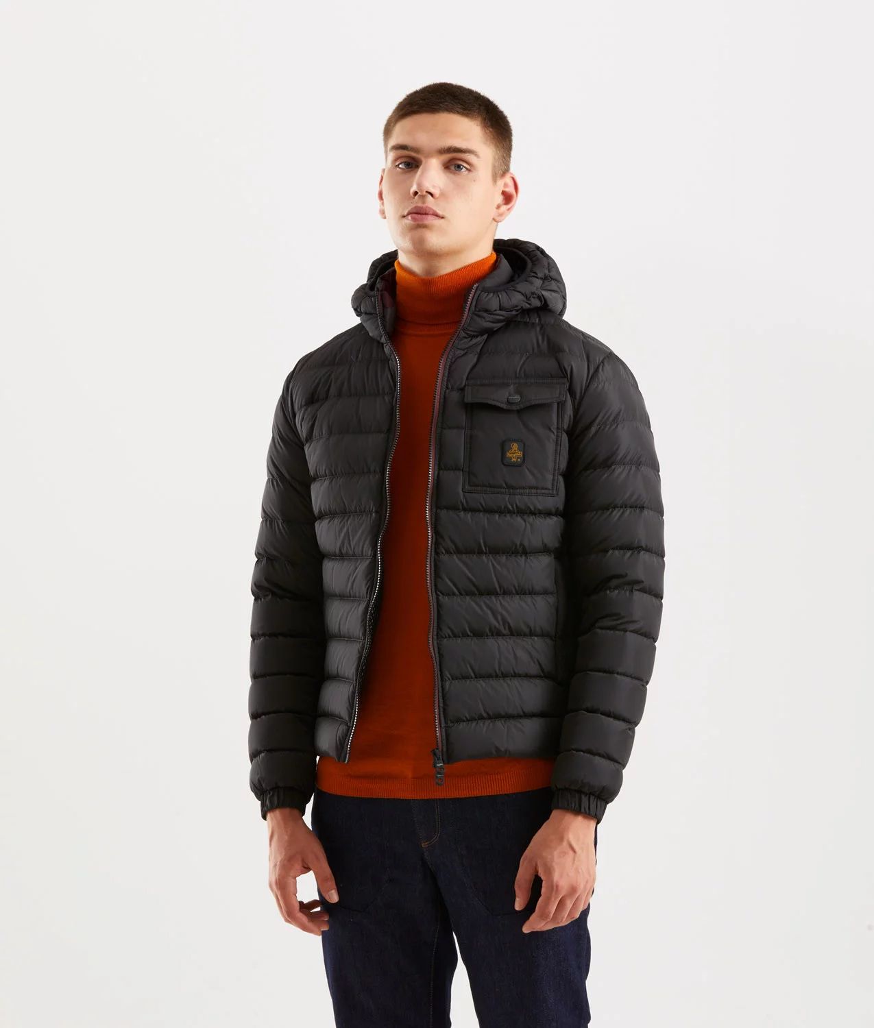 Sleek Hooded Down Jacket with Pockets - SEHABRANDS