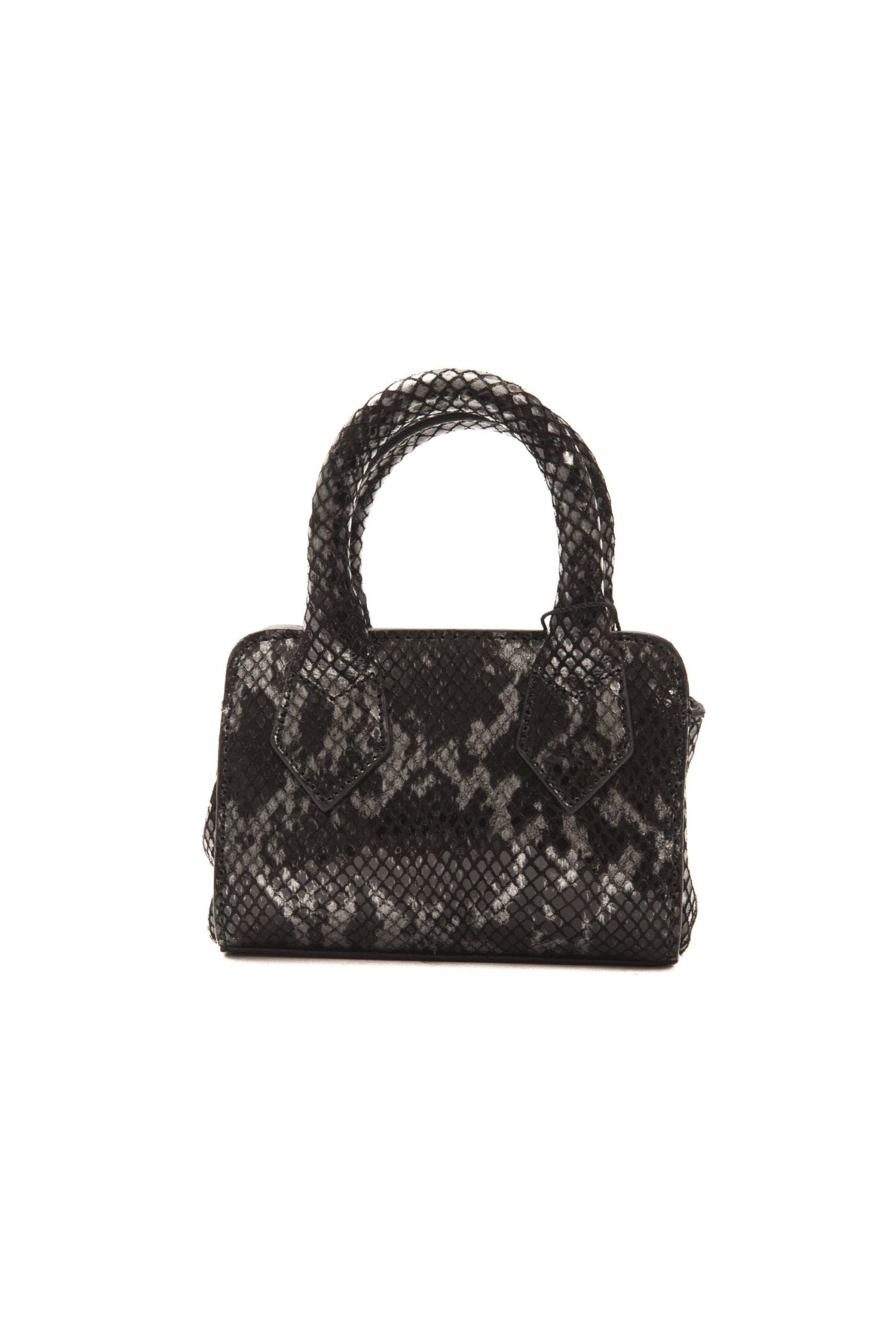 Chic Leather Mini Tote with Python Print - SEHABRANDS