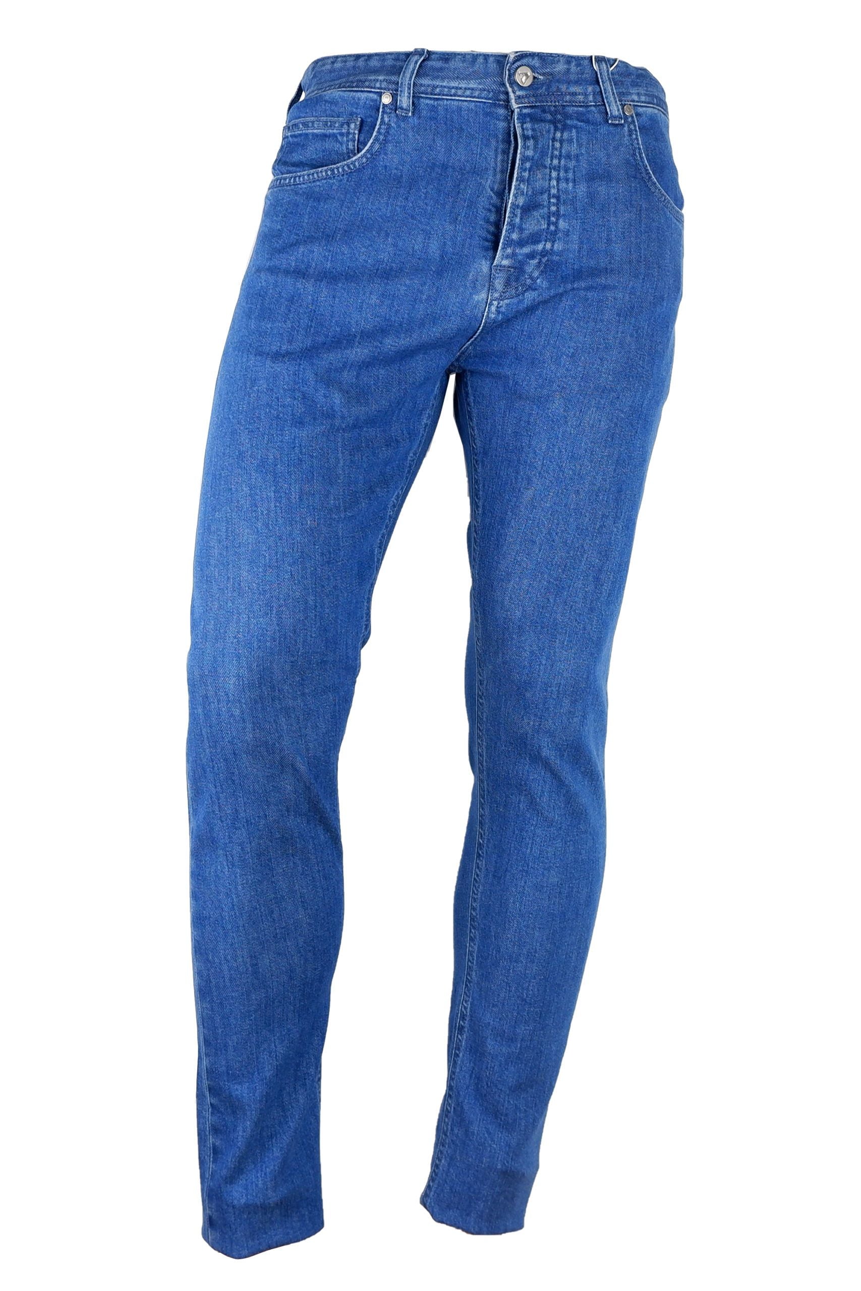 Light Blue Cotton Men Jeans - SEHABRANDS