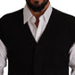 Dolce & Gabbana Elegant Black Wool Cotton Dress Vest