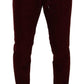 Dolce & Gabbana Elegant Bordeaux Velvet Dress Trousers