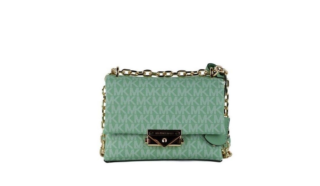 Cece Small Sea Green Signature PVC Convertible Flap Crossbody Bag - SEHABRANDS