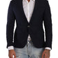 Elegant Slim Fit Dark Blue Blazer - SEHABRANDS