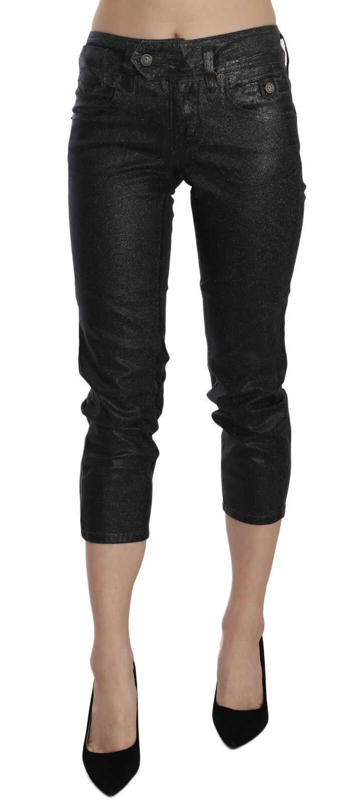 Chic Black Mid Waist Cropped Jeans - SEHABRANDS