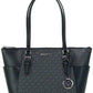 Charlotte Black PVC Leather Large Top Zip Tote Handbag Bag Purse - SEHABRANDS