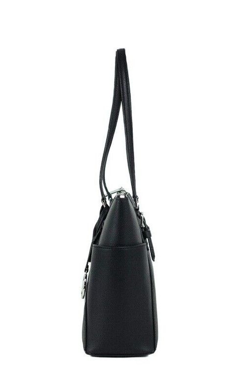 Charlotte Black PVC Leather Large Top Zip Tote Handbag Bag Purse - SEHABRANDS