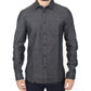 Elegant Gray Stretch Denim Casual Shirt - SEHABRANDS