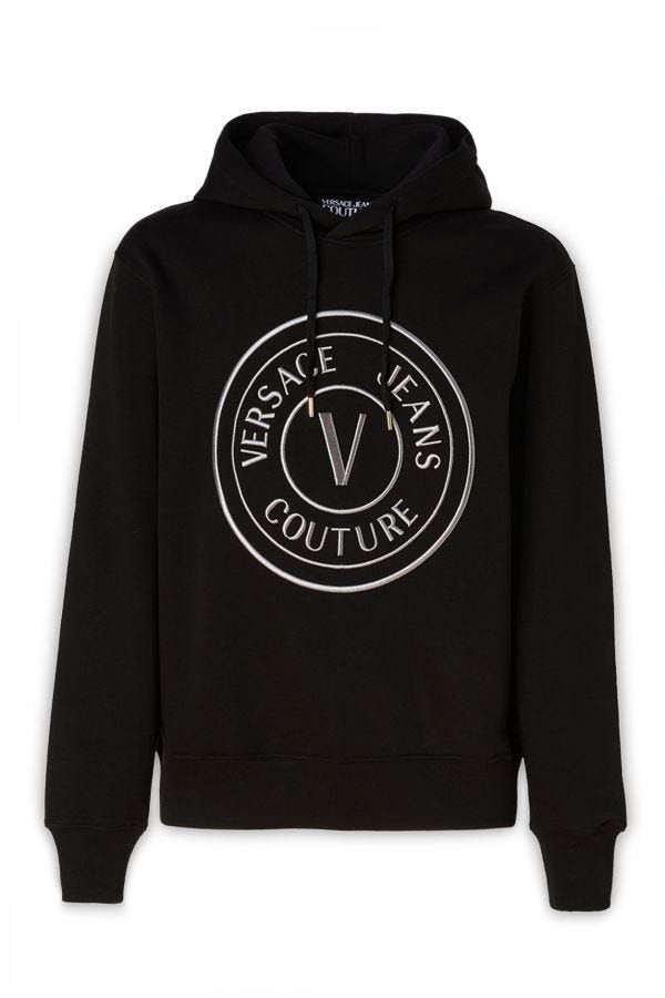 Stunning Hooded Black Cotton Sweatshirt - SEHABRANDS