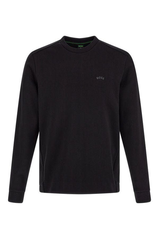 Elegant Black Cotton Round Neck Sweatshirt - SEHABRANDS