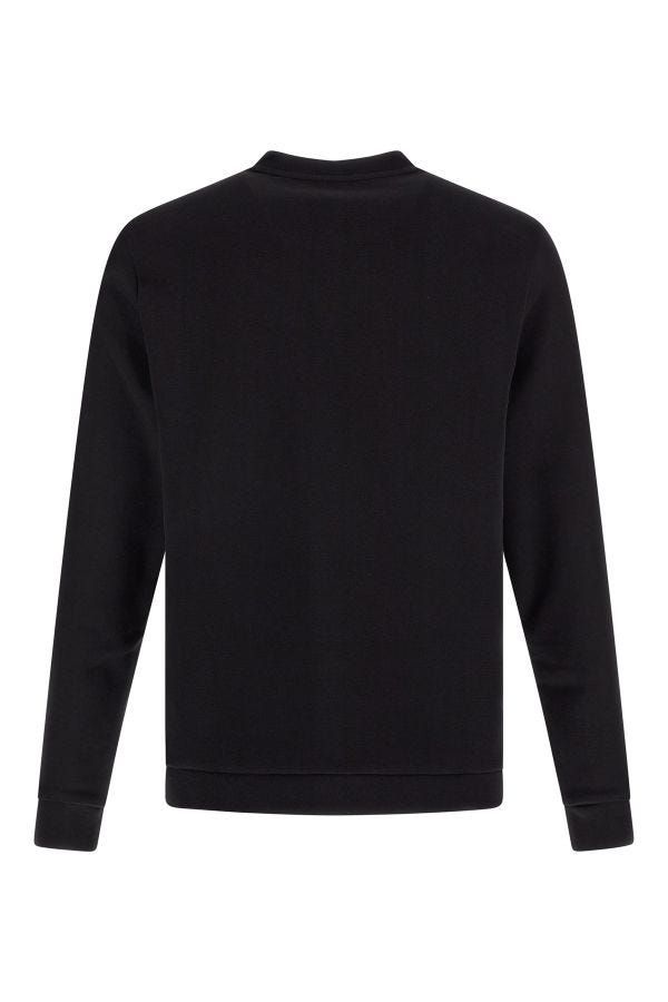 Elegant Black Cotton Round Neck Sweatshirt - SEHABRANDS