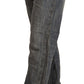 Chic Gray Straight Cut Ramie-Cotton Jeans - SEHABRANDS