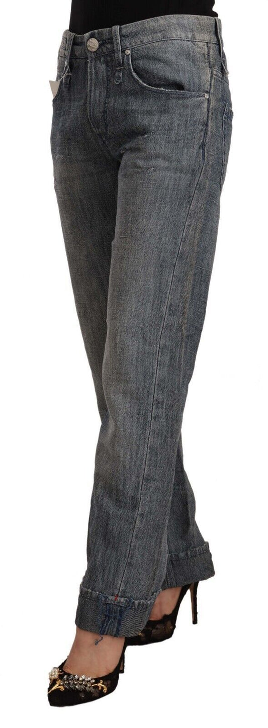 Chic Gray Washed Straight Cut Jeans - SEHABRANDS