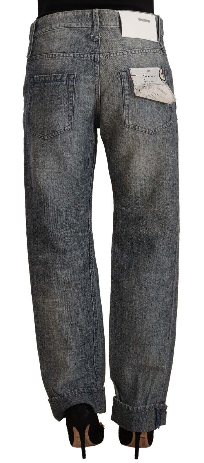 Chic Gray Washed Straight Cut Jeans - SEHABRANDS