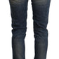 Blue Washed Skinny Cotton Blend Jeans - SEHABRANDS