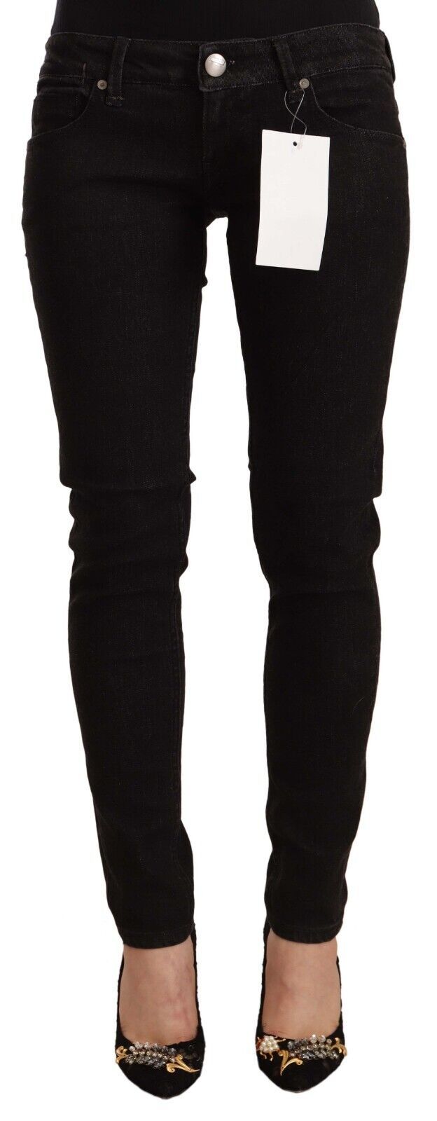 Sleek Skinny Low Waist Black Jeans - SEHABRANDS