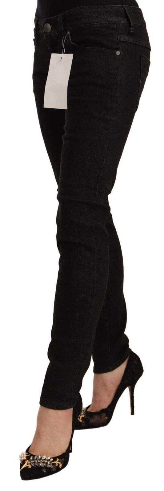 Sleek Skinny Low Waist Black Jeans - SEHABRANDS