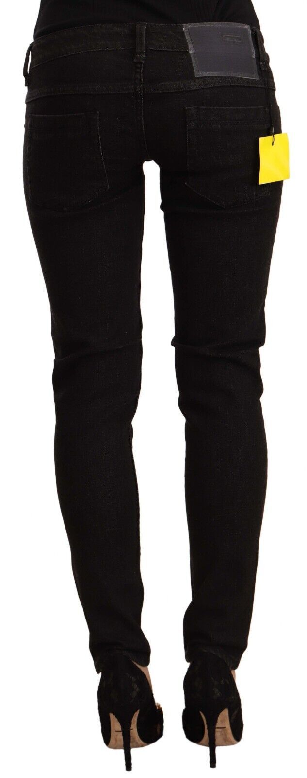 Sleek Skinny Low Waist Black Jeans - SEHABRANDS