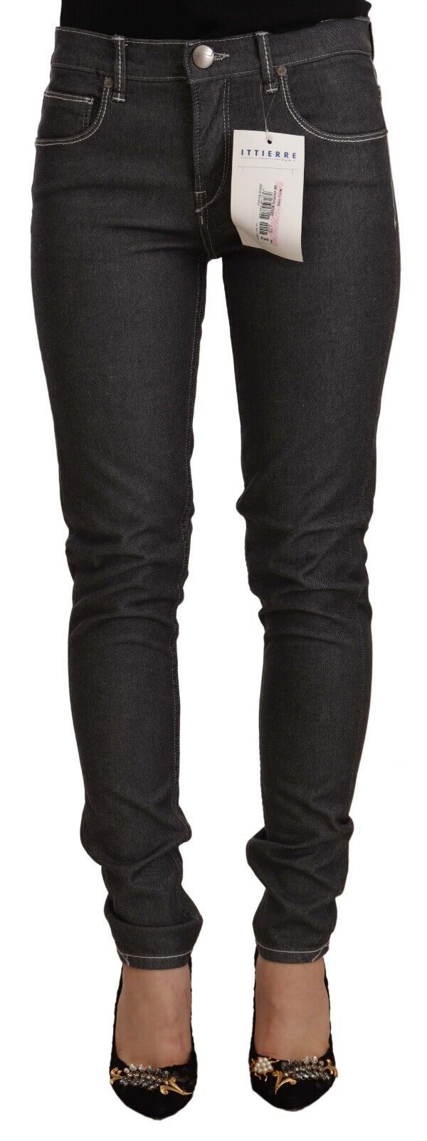 Chic Mid Waist Skinny Black Jeans - SEHABRANDS