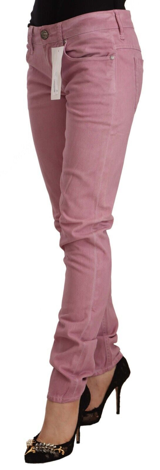 Elegant Pink Slim Fit Denim Jeans - SEHABRANDS