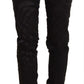 Elegant Black Slim Fit Embellished Jeans - SEHABRANDS