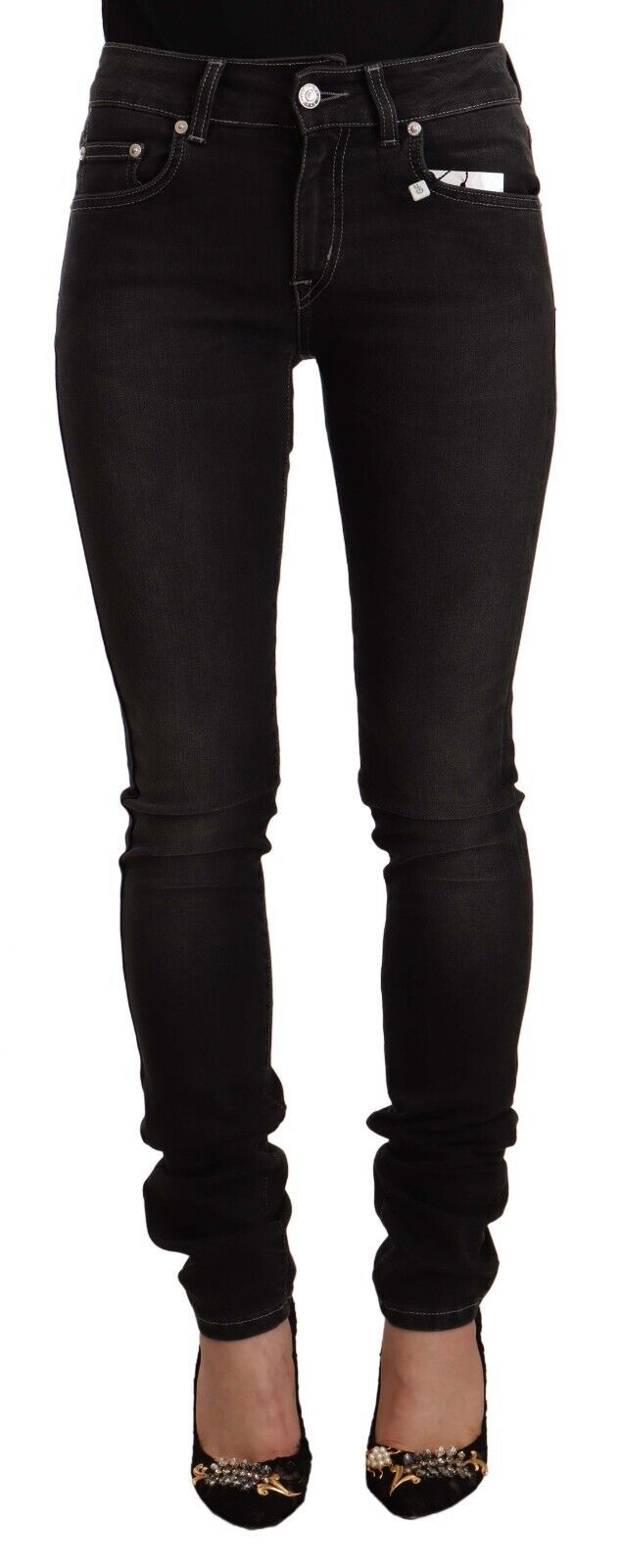 Chic Slim-Fit Black Washed Jeans - SEHABRANDS