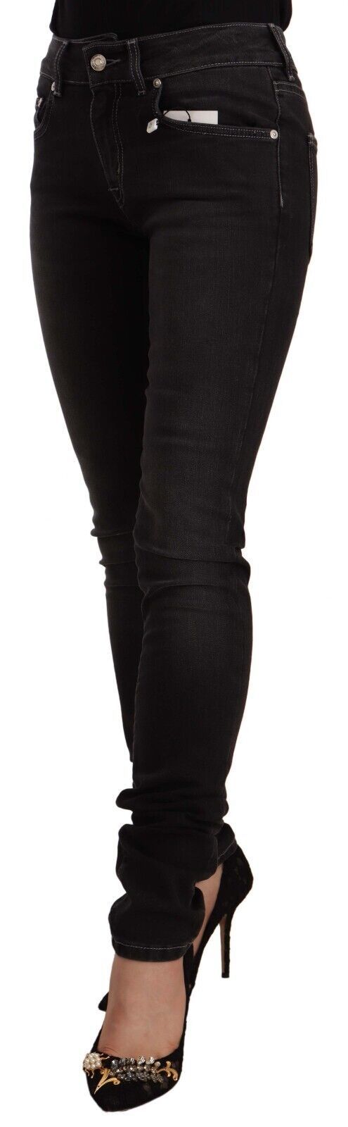 Chic Slim-Fit Black Washed Jeans - SEHABRANDS