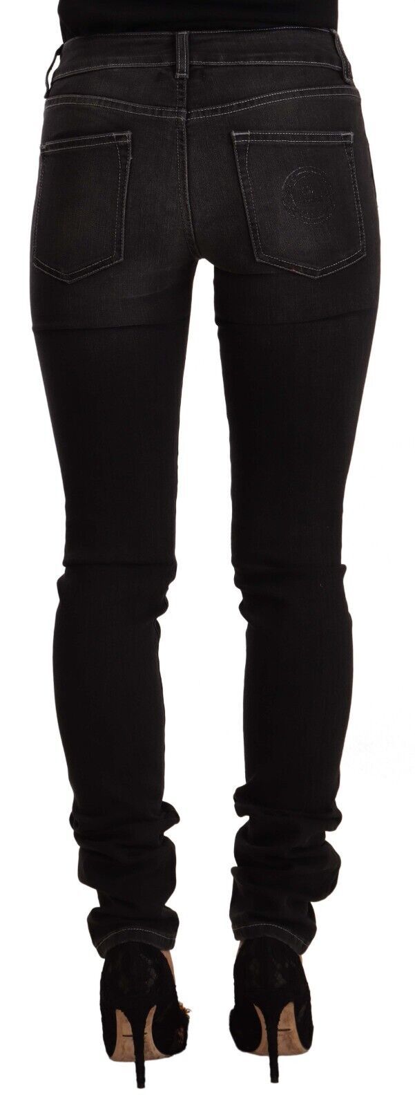 Chic Slim-Fit Black Washed Jeans - SEHABRANDS