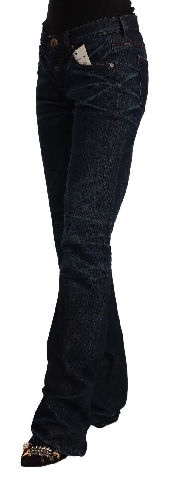 Chic Dark Blue Mid Waist Jeans - SEHABRANDS