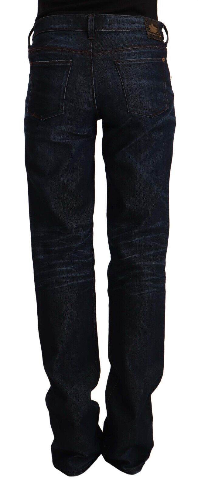 Chic Dark Blue Mid Waist Jeans - SEHABRANDS