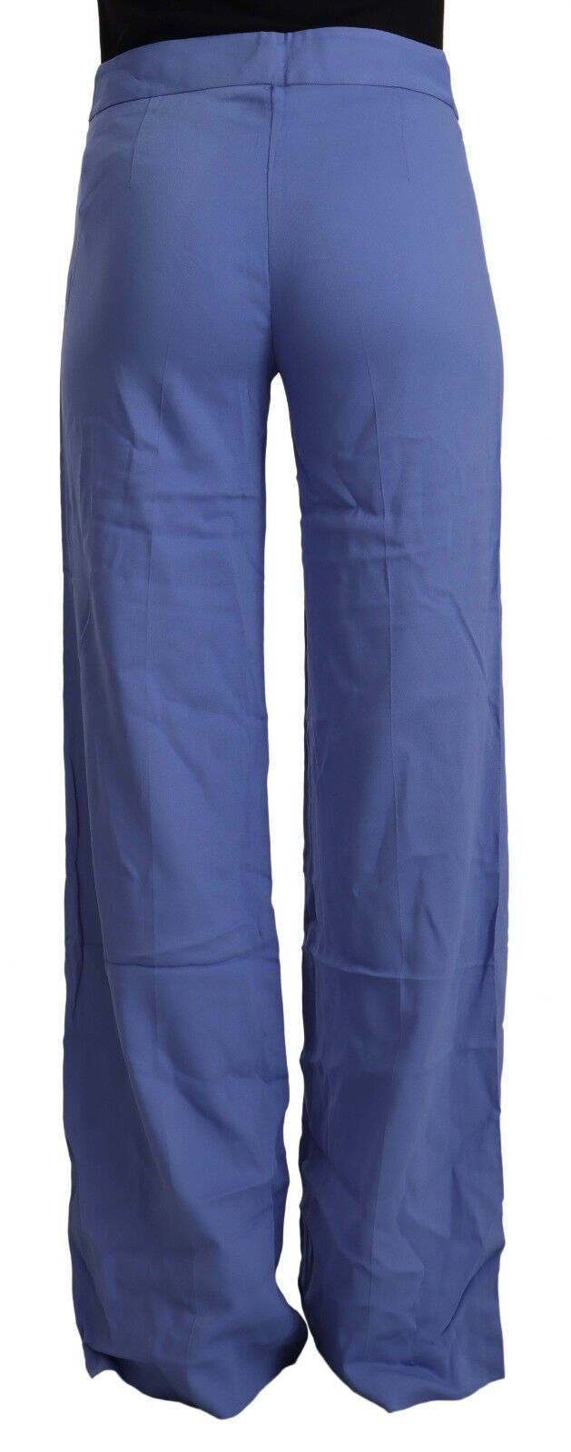 Chic Wide-Leg High Waist Blue Trousers - SEHABRANDS