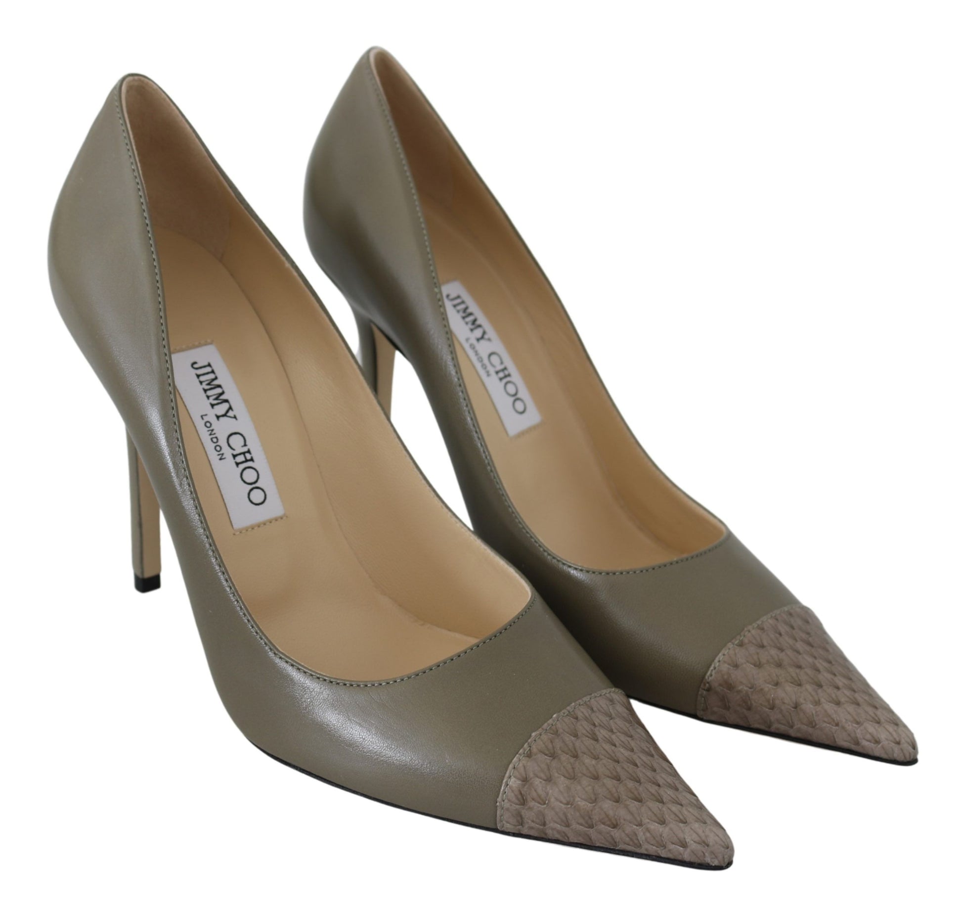 Elegant Pebble Green Pointed Toe Pumps - SEHABRANDS