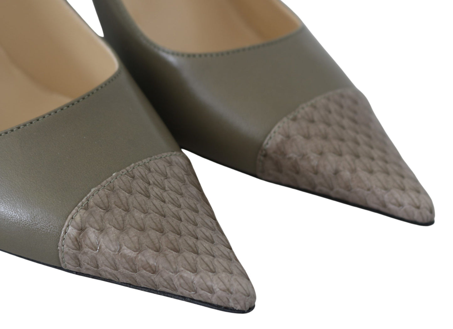 Elegant Pebble Green Pointed Toe Pumps - SEHABRANDS