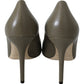 Elegant Pebble Green Pointed Toe Pumps - SEHABRANDS