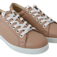 Powder Pink Nappa Leather Sneakers - SEHABRANDS