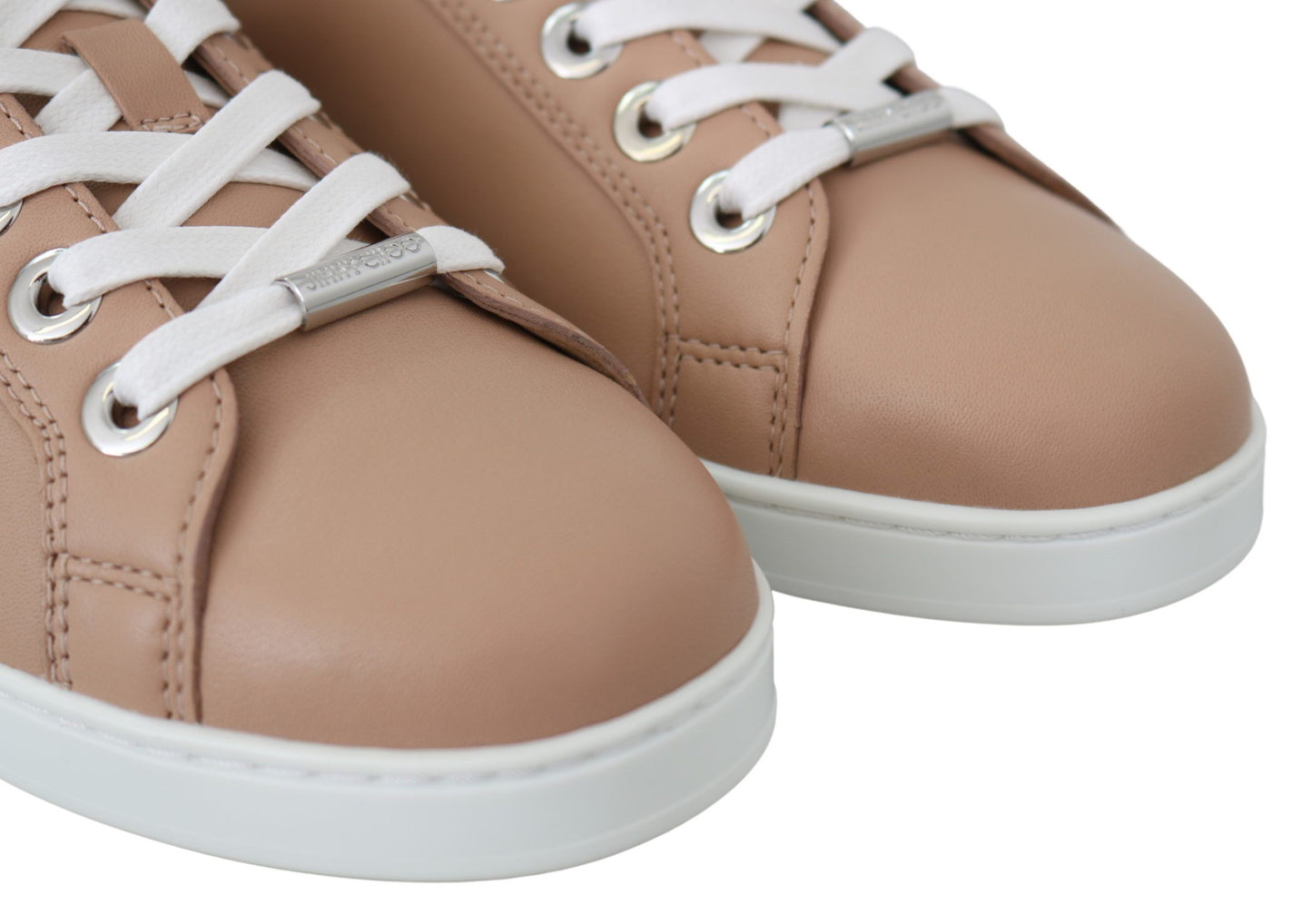 Powder Pink Nappa Leather Sneakers - SEHABRANDS