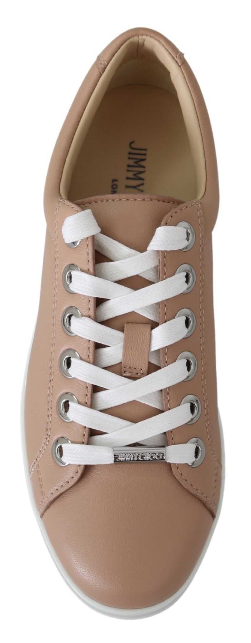 Powder Pink Nappa Leather Sneakers - SEHABRANDS