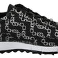 Elegant Black & Silver Leather Sneakers - SEHABRANDS