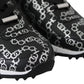 Elegant Black & Silver Leather Sneakers - SEHABRANDS