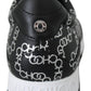 Elegant Black & Silver Leather Sneakers - SEHABRANDS