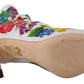 Dolce & Gabbana Floral Open Toe Jersey Heels