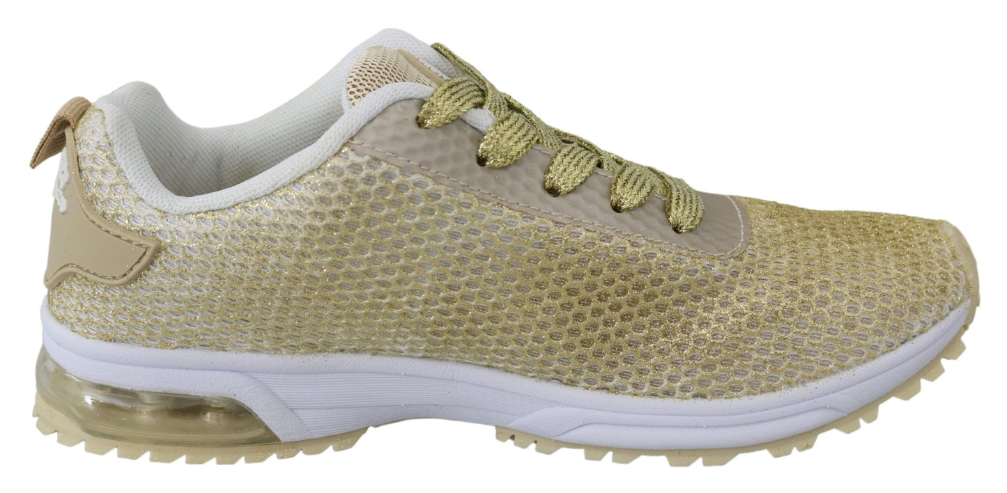 Exquisite Gold Polyester Sport Sneakers - SEHABRANDS