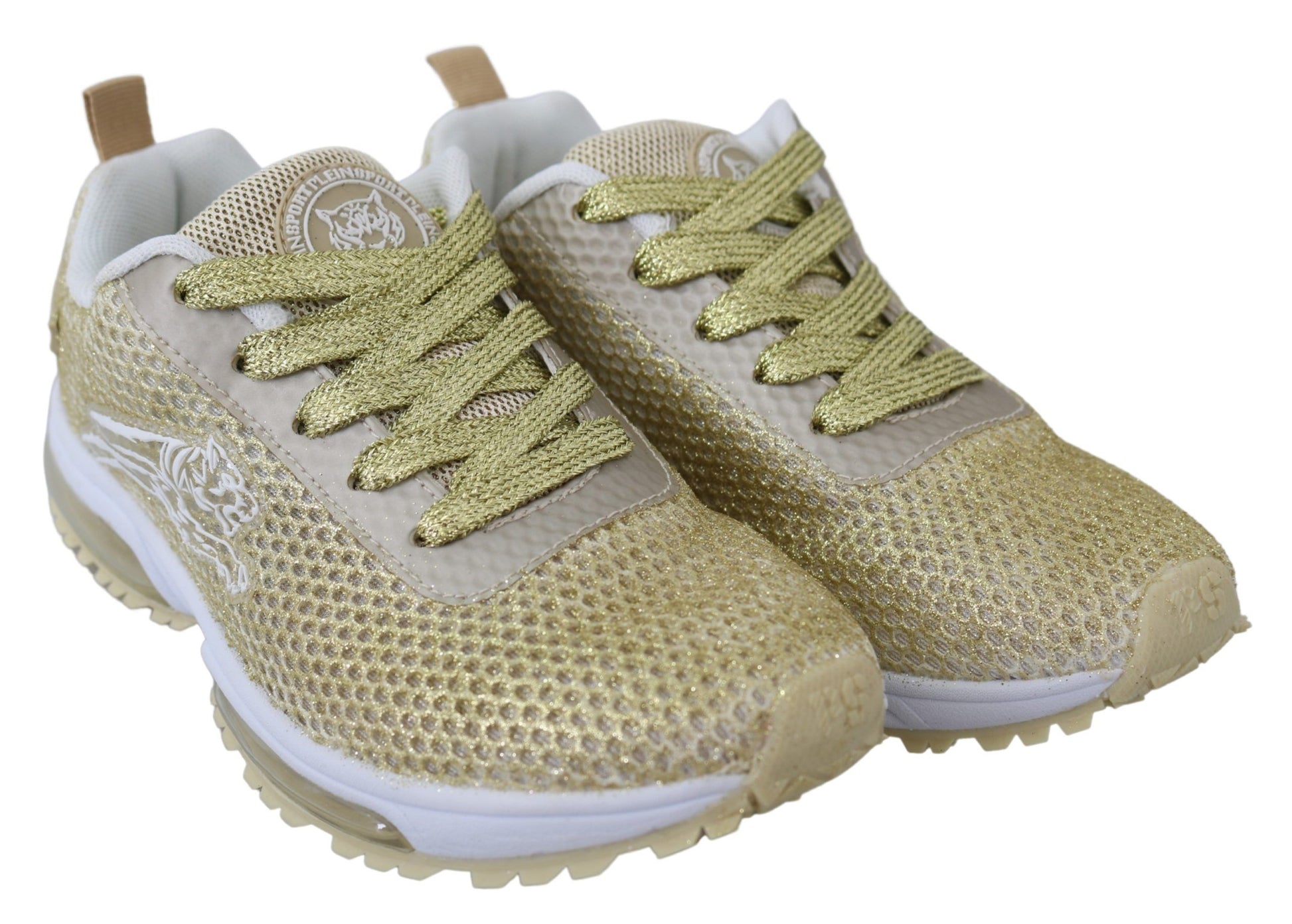 Exquisite Gold Polyester Sport Sneakers - SEHABRANDS