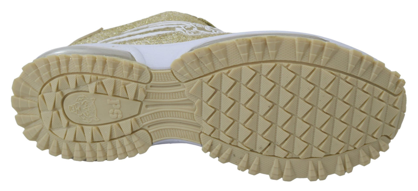 Exquisite Gold Polyester Sport Sneakers - SEHABRANDS