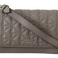 Elegant Grey Leather Crossbody Bag - SEHABRANDS