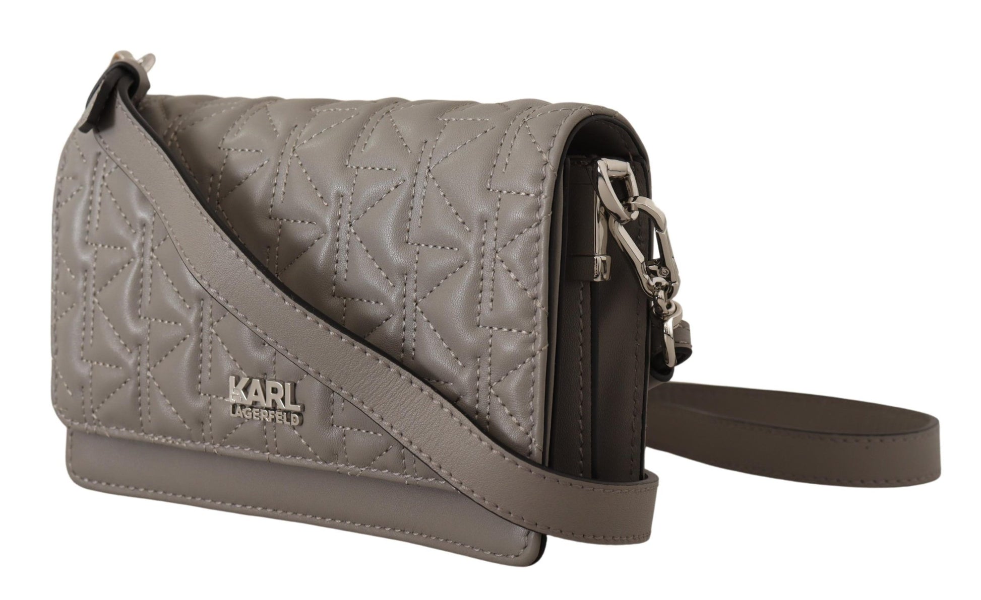 Elegant Grey Leather Crossbody Bag - SEHABRANDS