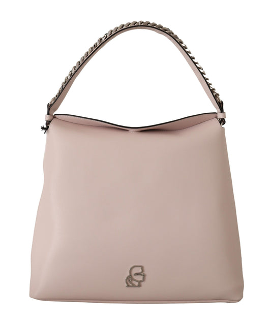 Elegant Mauve Chalk Leather Shoulder Bag - SEHABRANDS