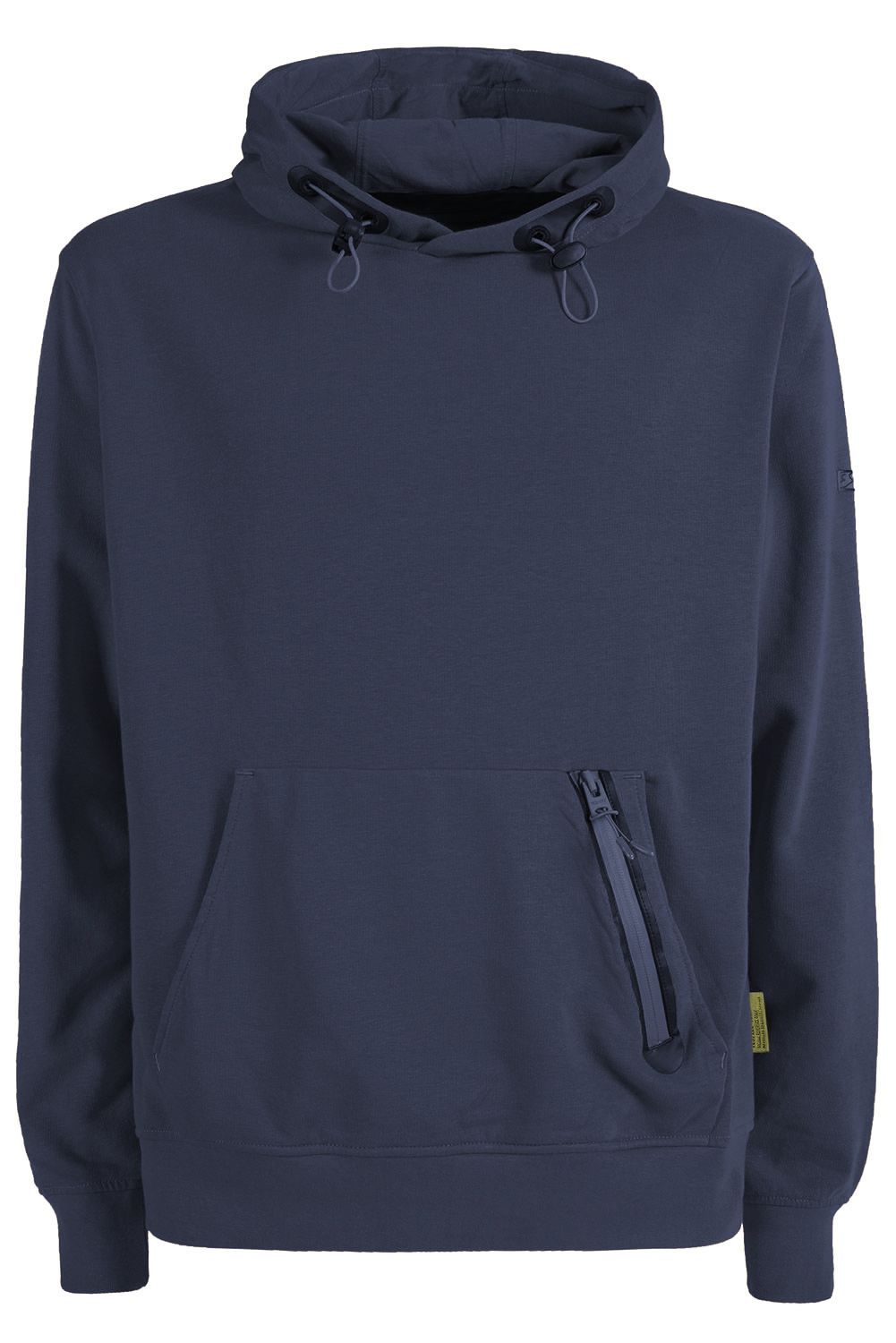 Blue Cotton Blend Hooded Sweatshirt with Front Pocket - SEHABRANDS