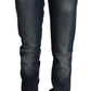 Chic Dark Blue Low Waist Skinny Jeans - SEHABRANDS